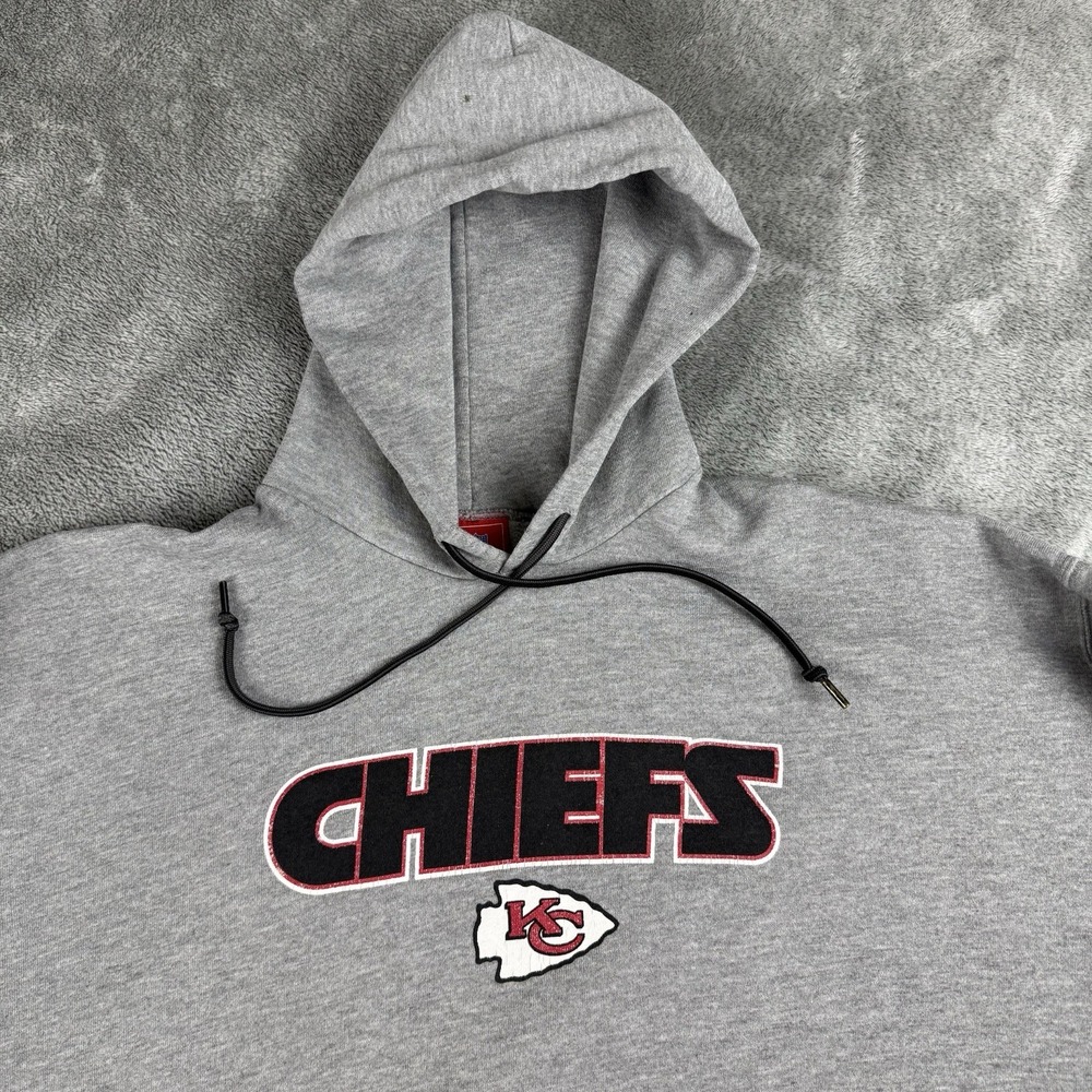 Kansas City Chiefs NFL Brand Hoodie Men’s XL Gray Pullover Sweatshirt Mahomes